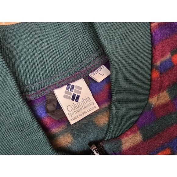 VTG Columbia Aztec Fleece Zip Vest Jacket Womens Large Purple Sleeveless USA - Picture 3 of 10